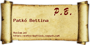 Patkó Bettina névjegykártya